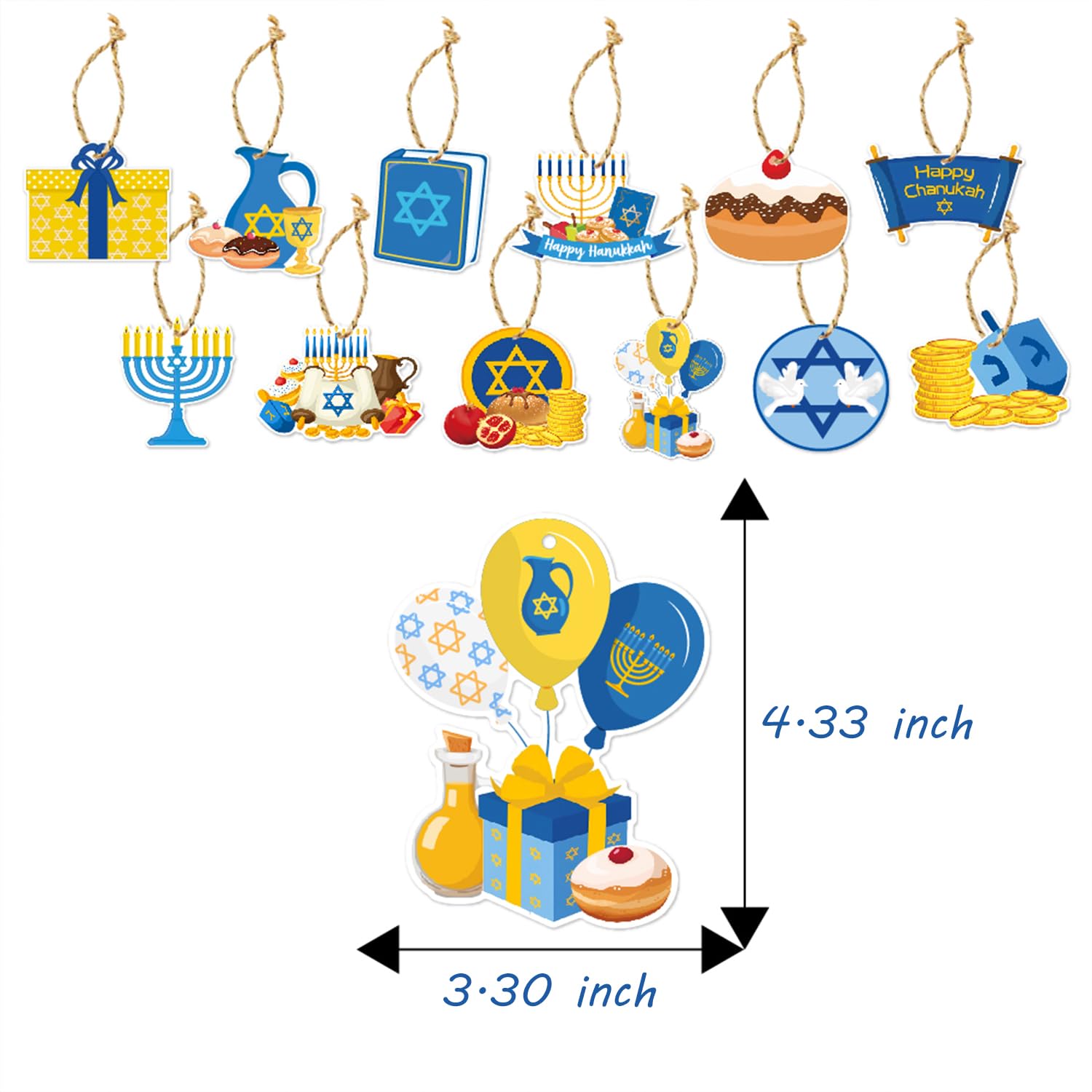 36Pcs Hanukkah Party Hanging Decorations Set - Holiday Christmas Chanukah Birthday Party Supplies, Home Decor for Festival & Celebration - Perfect for Wall, Ceiling, Window and Door Decorations