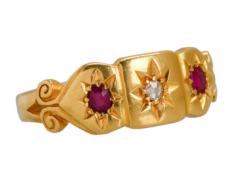 18K Ruby and Diamond Gypsy Ring for Women - Elegant Vintage Jewelry for Weddings, Anniversaries, and Special Occasions
