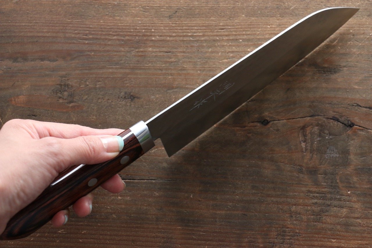 Kunihira VG1 Hammered Santoku Knife 170mm - Japanese Chef Knife with Mahogany Handle - Perfect for Slicing, Dicing & Chopping Vegetables, Meat & Fish