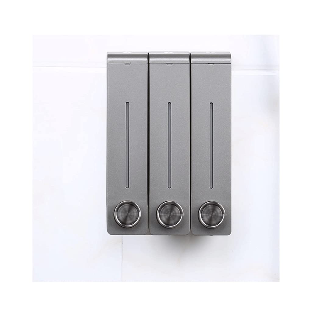 ZANZAN 3-Chamber Gray Plastic Soap Dispenser for Kitchen, Shower & Bathroom - Wall Mounted Liquid Soap, Shampoo and Lotion Pump Dispenser for Home & Commercial Use