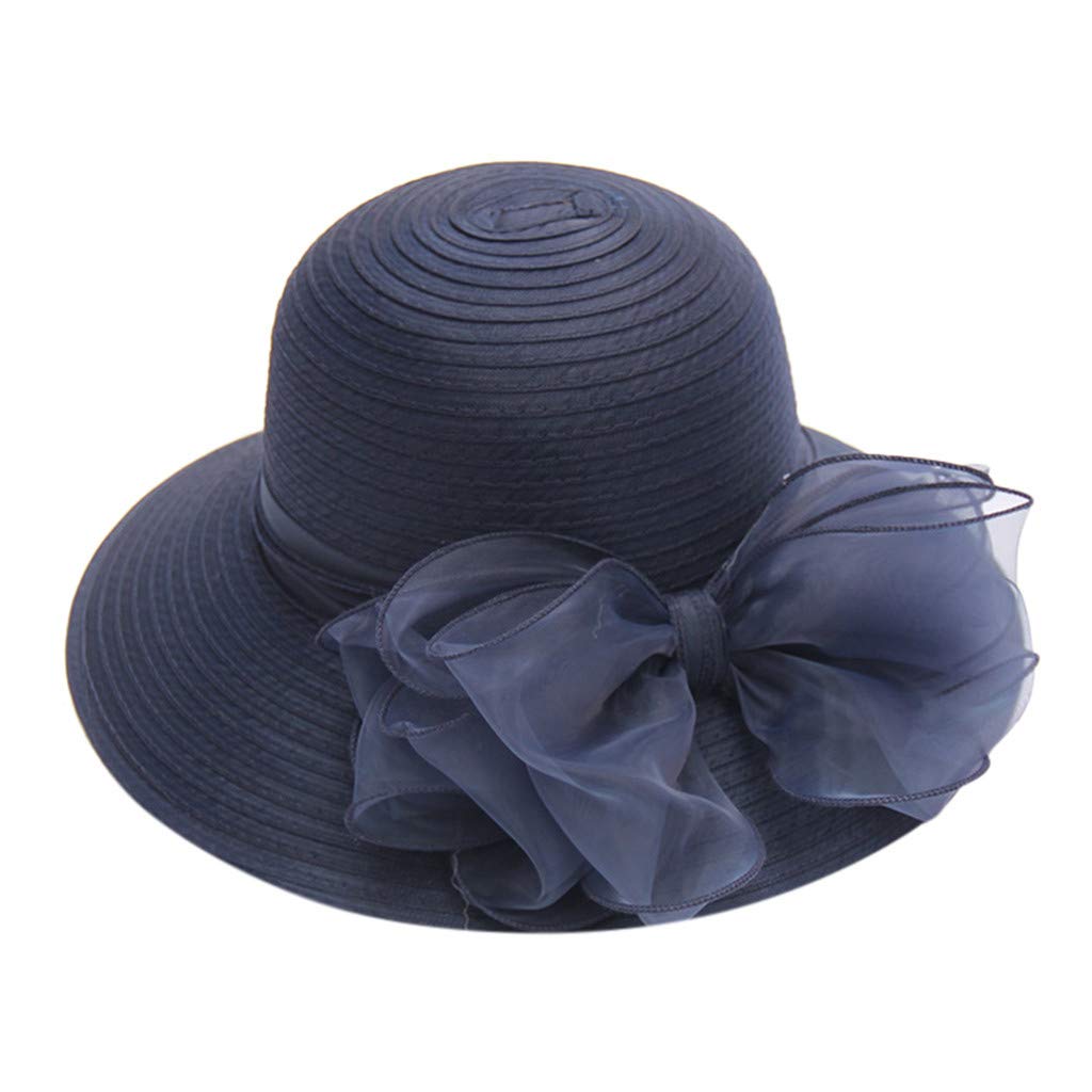 BCDLily Women's Elegant Organza Church Fascinator Hat | Derby Tea Party Wedding Headpiece | Wide Brim Bucket Hat for Beach & Summer | Perfect for Weddings, Garden Parties & Vacation Outfits