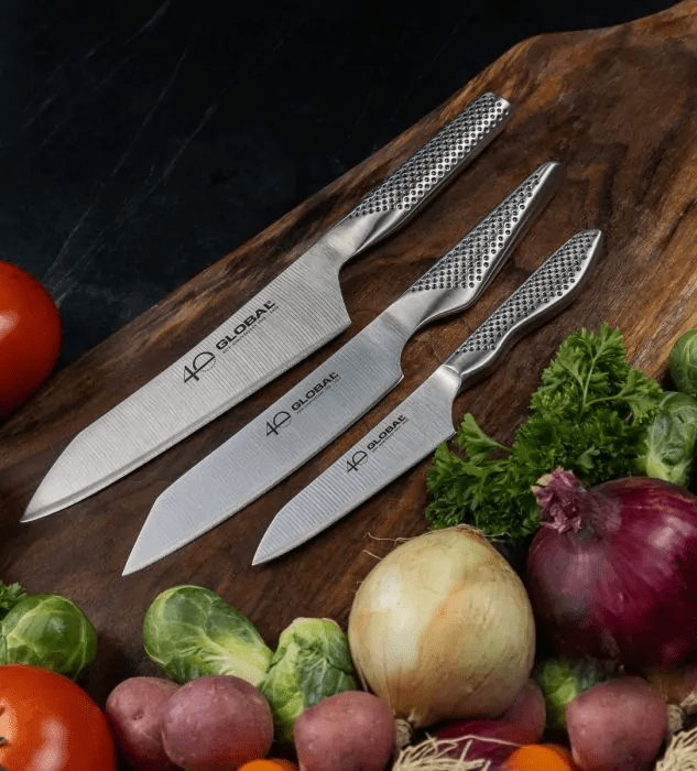 40th Anniversary 3-Piece Knife Set - Premium Stainless Steel Kitchen Knives for Slicing, Dicing & Chopping - Perfect Gift for Home Chefs & Cooking Enthusiasts