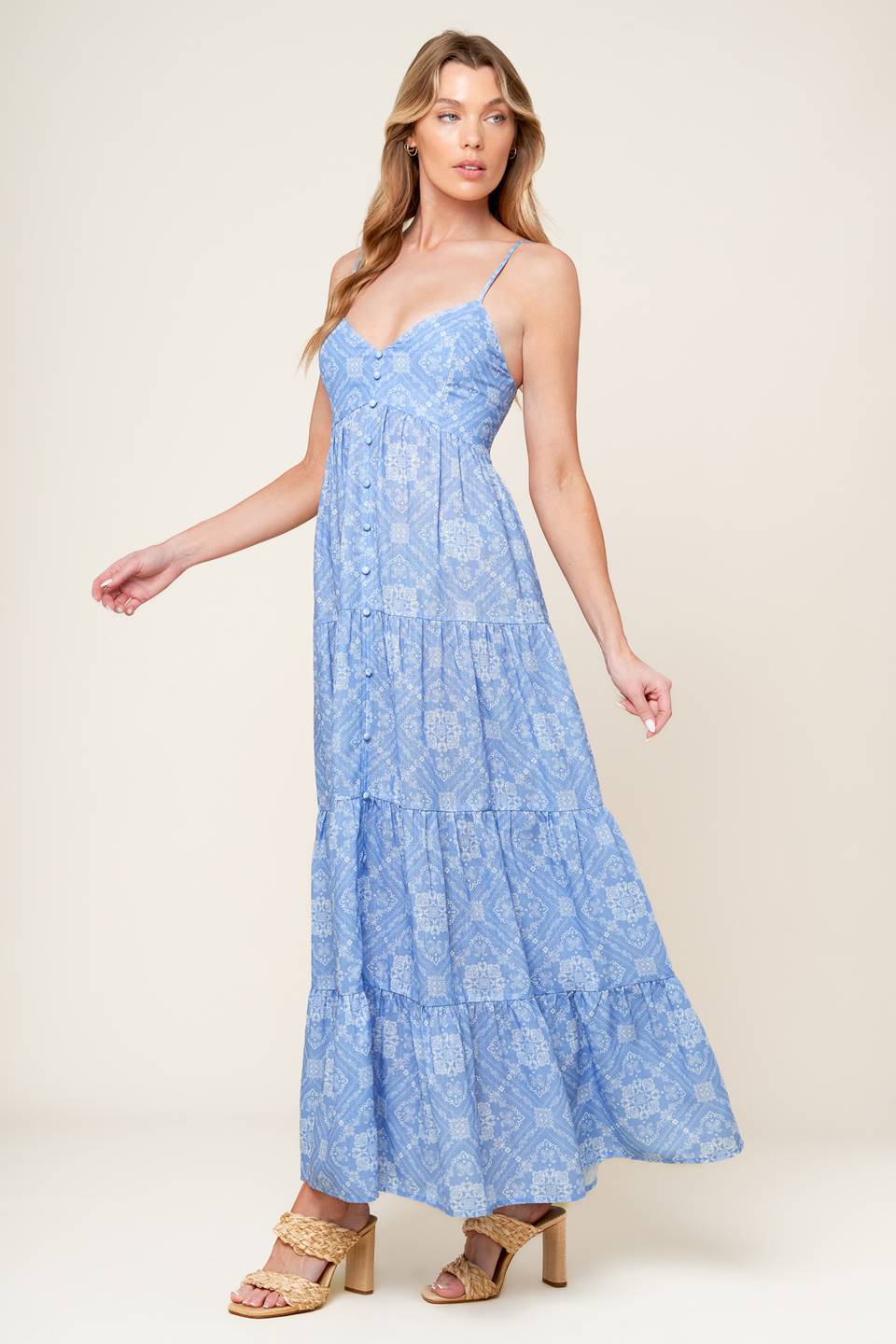 Hazy Days Maxi Dress in Slate Blue - Flowy Boho Summer Dress for Women, Perfect for Beach Vacations, Music Festivals & Casual Outings