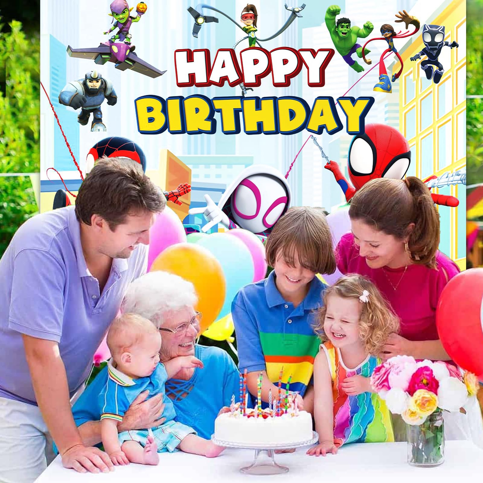 Spider-Man Themed Party Backdrop - 5x3FT Kids Birthday Decor, Photography Background & Happy Birthday Banner for Boys & Girls - Perfect for Superhero Birthday Parties, Photo Booths & Themed Events