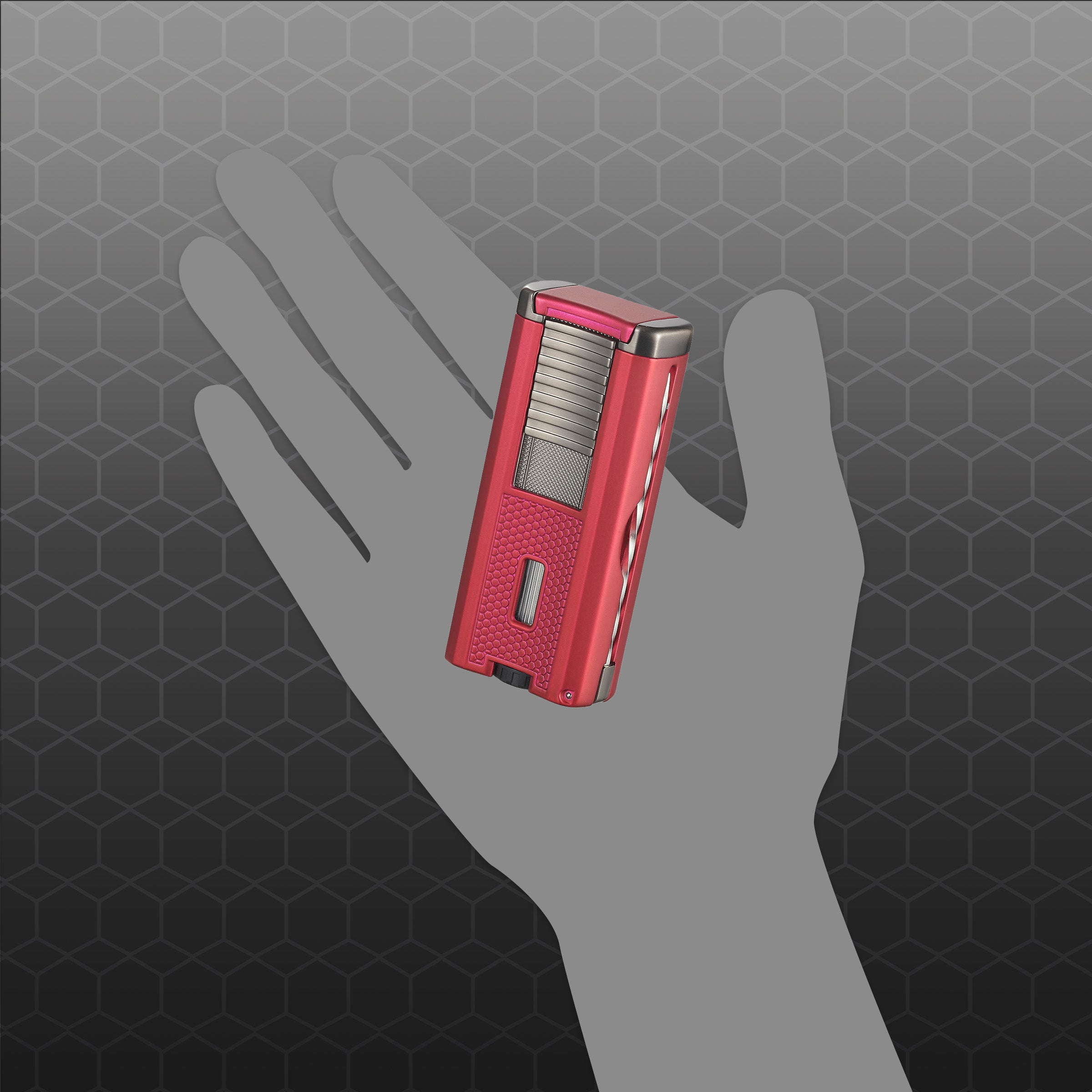 Visol Striker Triple Torch Flame Lighter with Cigar Poker - Windproof Butane Lighter for Cigars, Cigarettes & Outdoor Use (Red) - Perfect for Camping, BBQ & Survival Gear