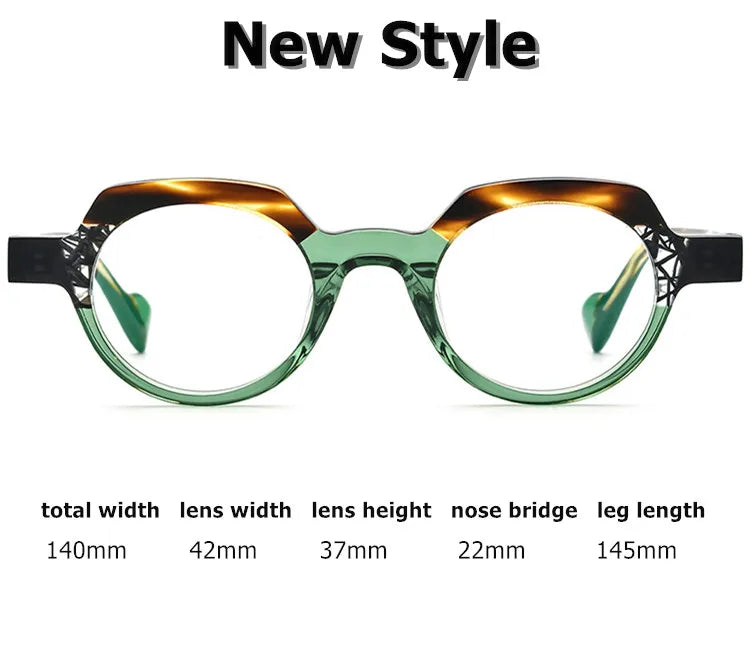 Aimee Unisex Full Rim Flat Top Round Acetate Eyeglasses 14042 - Stylish & Lightweight Frame for Men & Women - Perfect for Reading, Work, and Everyday Fashion
