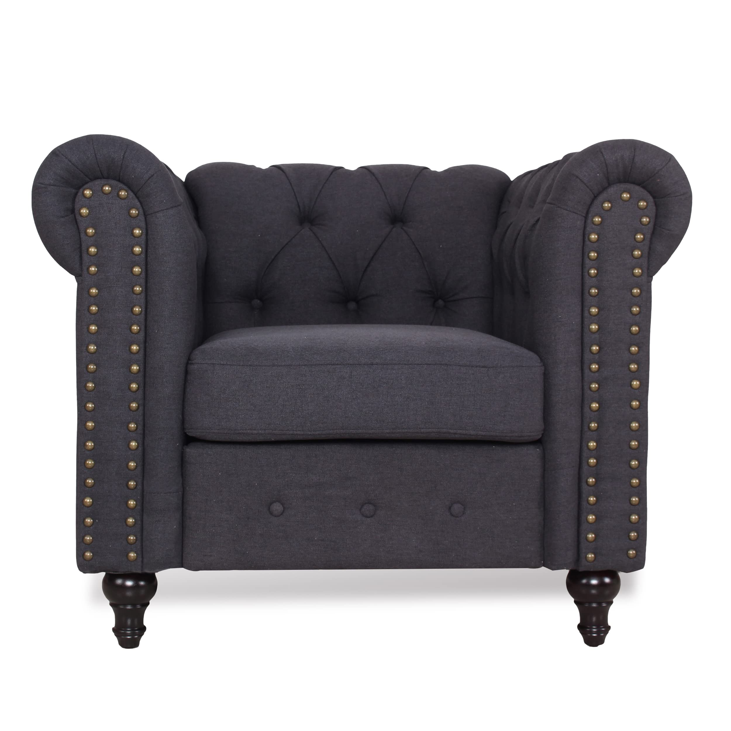 Modern Chesterfield Sofa Set with Nail-Head Trim & Tufted Fabric - Elegant Living Room & Office Furniture - Perfect for Home Decor, Lounge Seating & Entertaining Guests