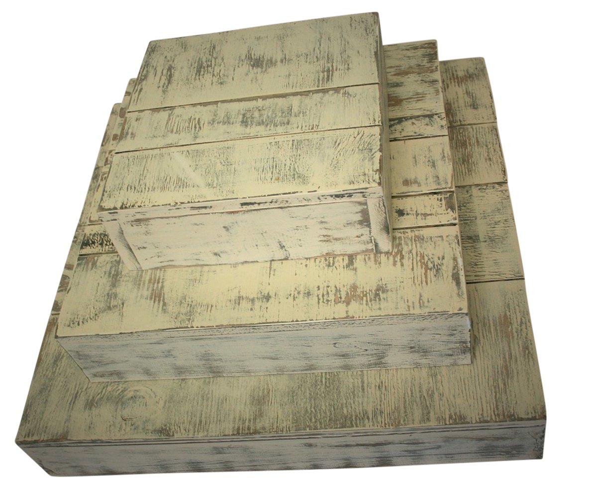 3-Tier Rustic Wooden Wedding Cake Stand - Farmhouse Country Barn Cupcake Display (Distressed Ivory) | Perfect for Rustic Weddings, Birthday Parties & Dessert Tables