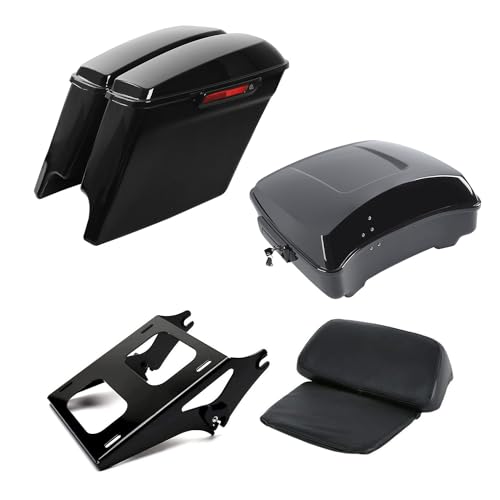 Black Latch Trunk Bags+Backrest+Black Rack