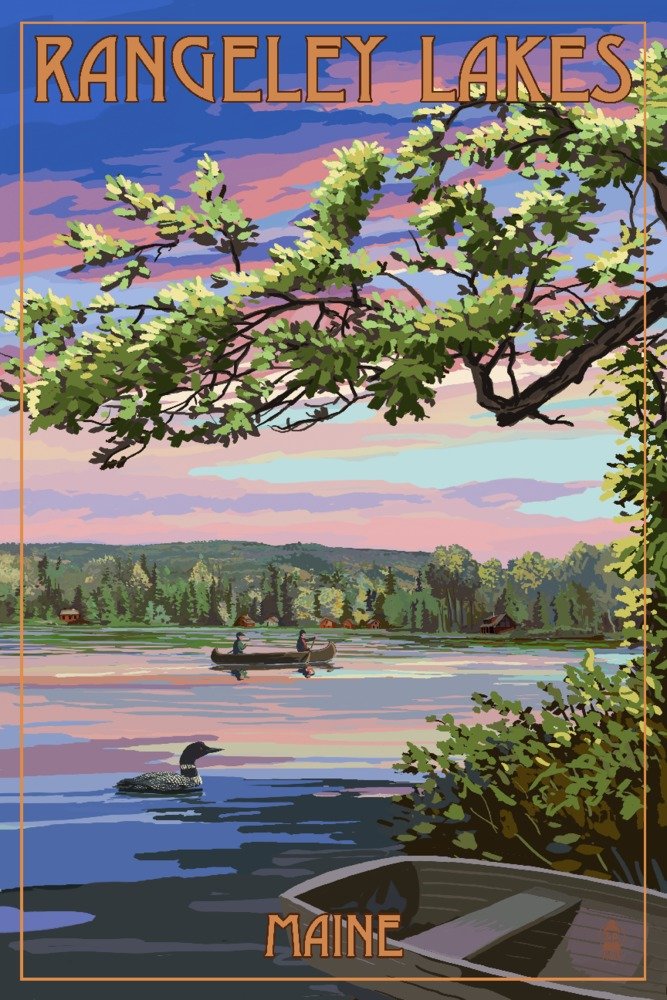 12x18 Rangeley Maine Summer Lake Sunset Wall Art Poster - Stunning Landscape Decor for Living Room, Bedroom & Office