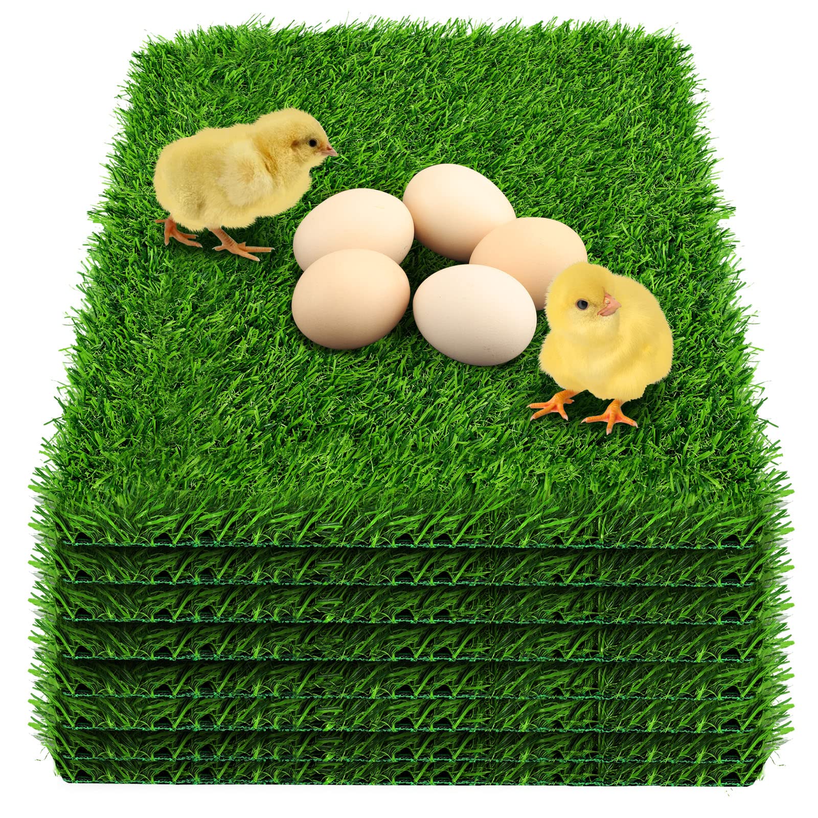 8 Pack Washable Artificial Grass Chicken Nesting Box Pads - 12