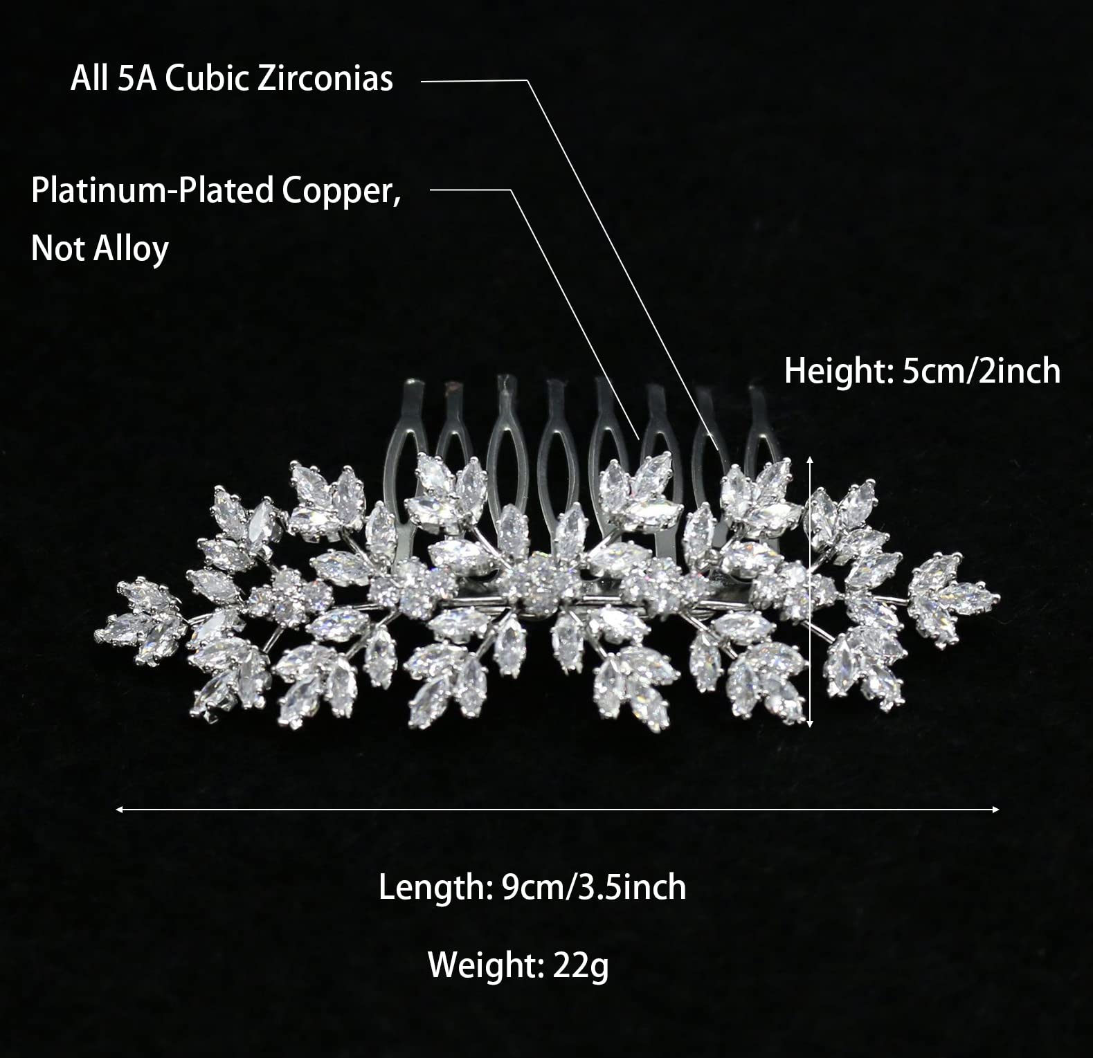 Elegant Silver Cubic Zirconia Bridal Hair Comb - Crystal Wedding Hair Accessories for Brides, Bridesmaids & Special Occasions | Perfect for Weddings, Prom & Formal Events (Peinetas Para Cabello De Mujer)