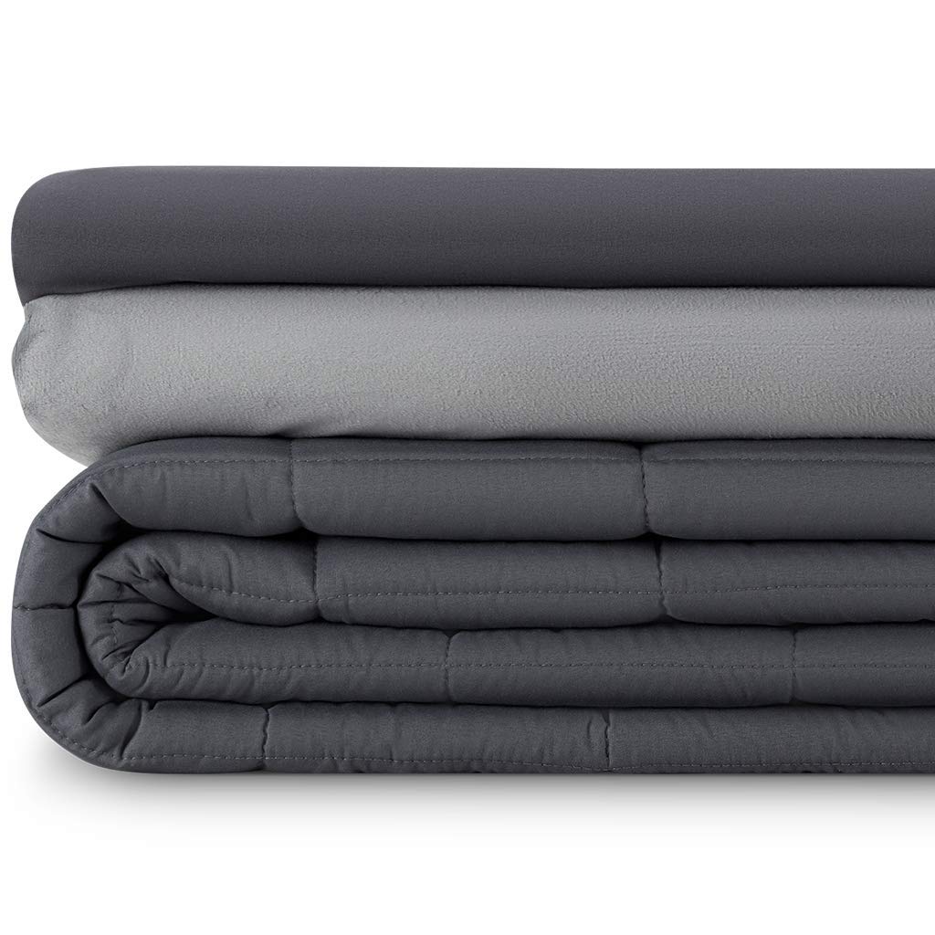 Luna 10lbs Cooling Weighted Blanket Set - 3pc Breathable Cotton All-Season Weighted Blanket with Thermo-Regulating Fleece Duvet Cover - Twin Size 41