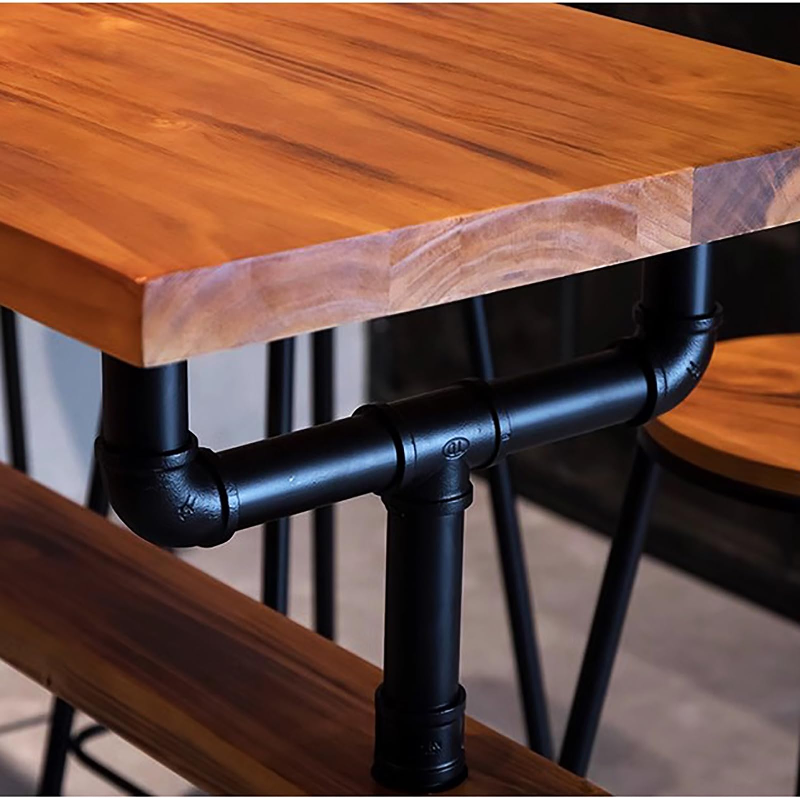 Industrial Long Bar Table - Solid Wood Counter Height Dining Table with Metal Legs, Rustic Rectangular Pub Table for Kitchen, Bar & Living Room (47.2 Inch, Brown) - Perfect for Entertaining, Dining & Home Decor