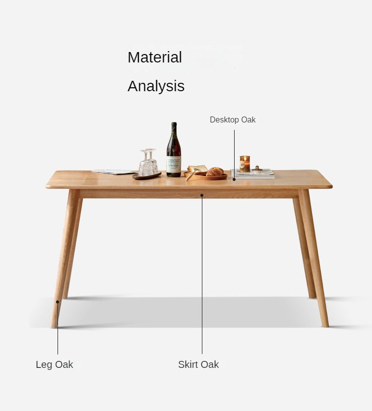 Solid Oak Wood Modern Dining Table - Rustic Farmhouse Style for Kitchen, Dining Room & Small Space - Perfect for Family Gatherings & Dinner Parties