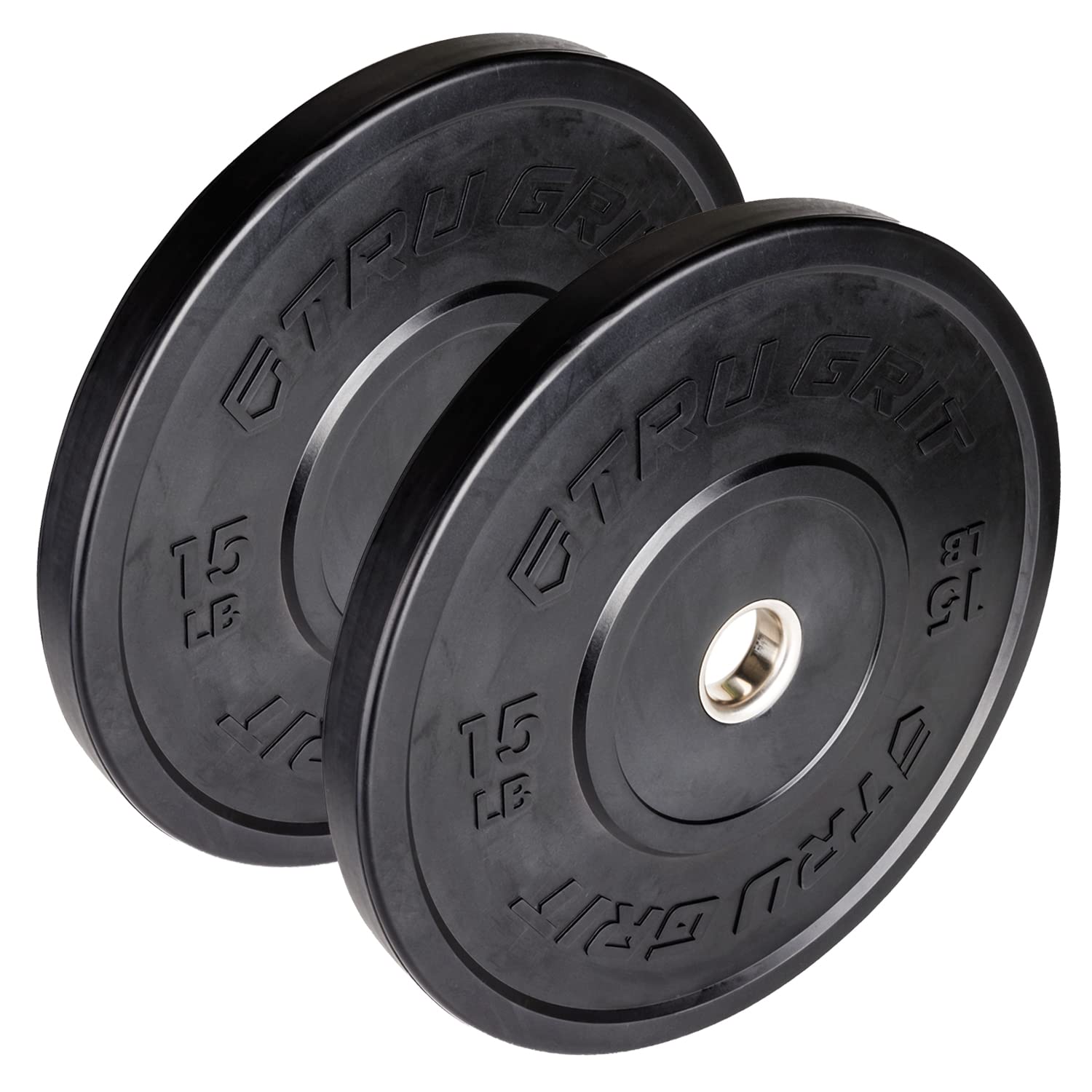 Tru Grit Fitness Elite Bumper Plates - Premium Solid Virgin Rubber Olympic Weight Plates with 2
