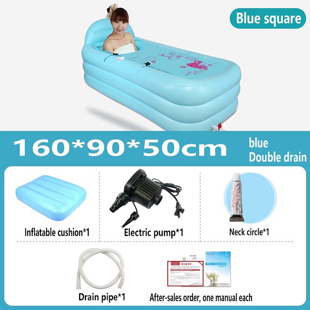 Portable Bathtub TJH - 160cm Foldable Independent Soaking Tub for Hydro Massage or Ice Bath, Easy to Install, PVC Material - Perfect for Small Spaces, Camping, and Outdoor Relaxation