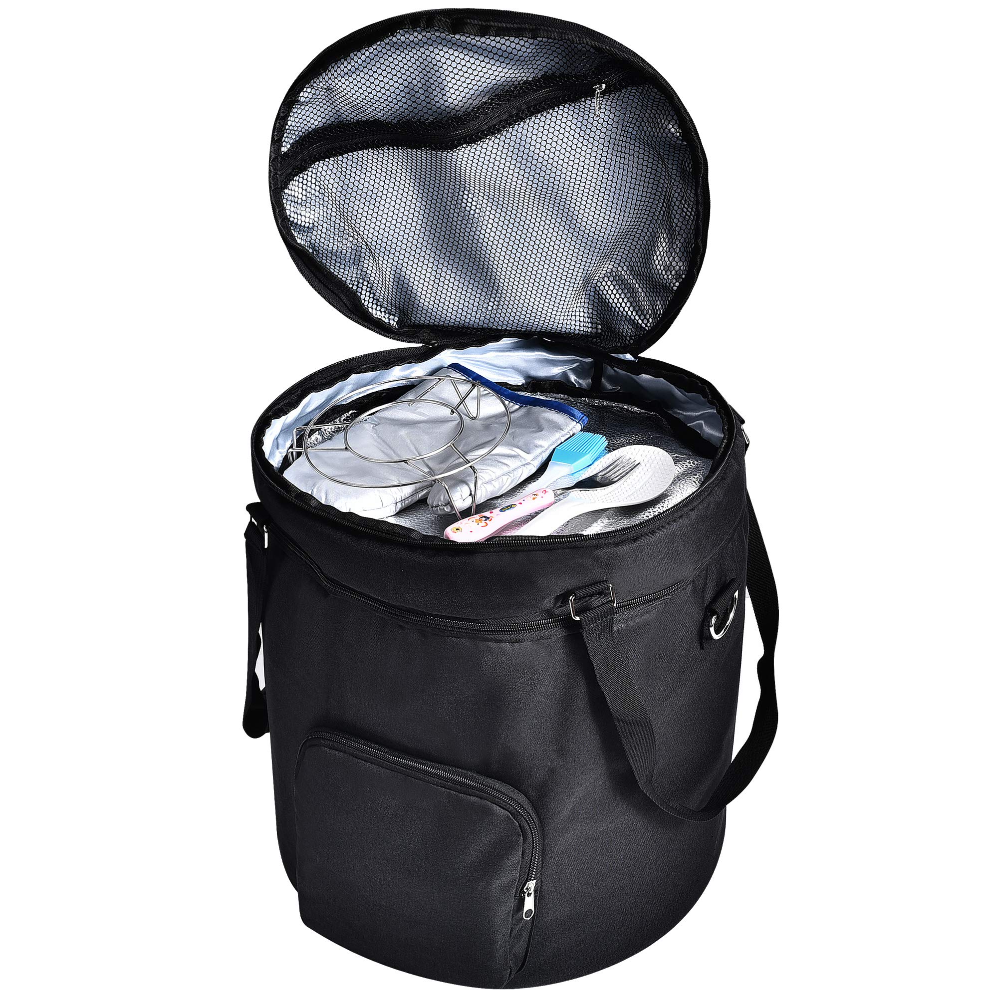 Instant Pot Pressure Cooker Travel Tote Bag - 2 Compartment Storage Case for 6 QT Cooker Accessories & Kitchen Appliances (Black, Enclosed Bottom) - Perfect for Travel, Camping & Kitchen Organization