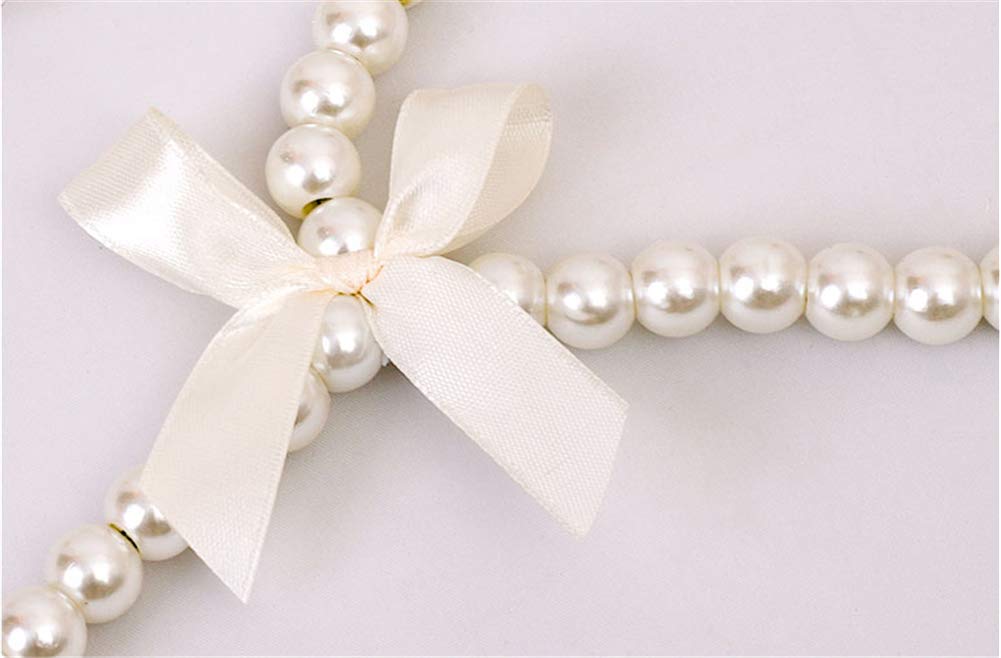 5-Pack Pearl Bowknot Beaded Pants Hangers - Premium Clothes Hooks for Wedding Dresses, Formal Wear & Home Organization - Perfect for Closet, Retail Shop & Bridal Boutique Storage