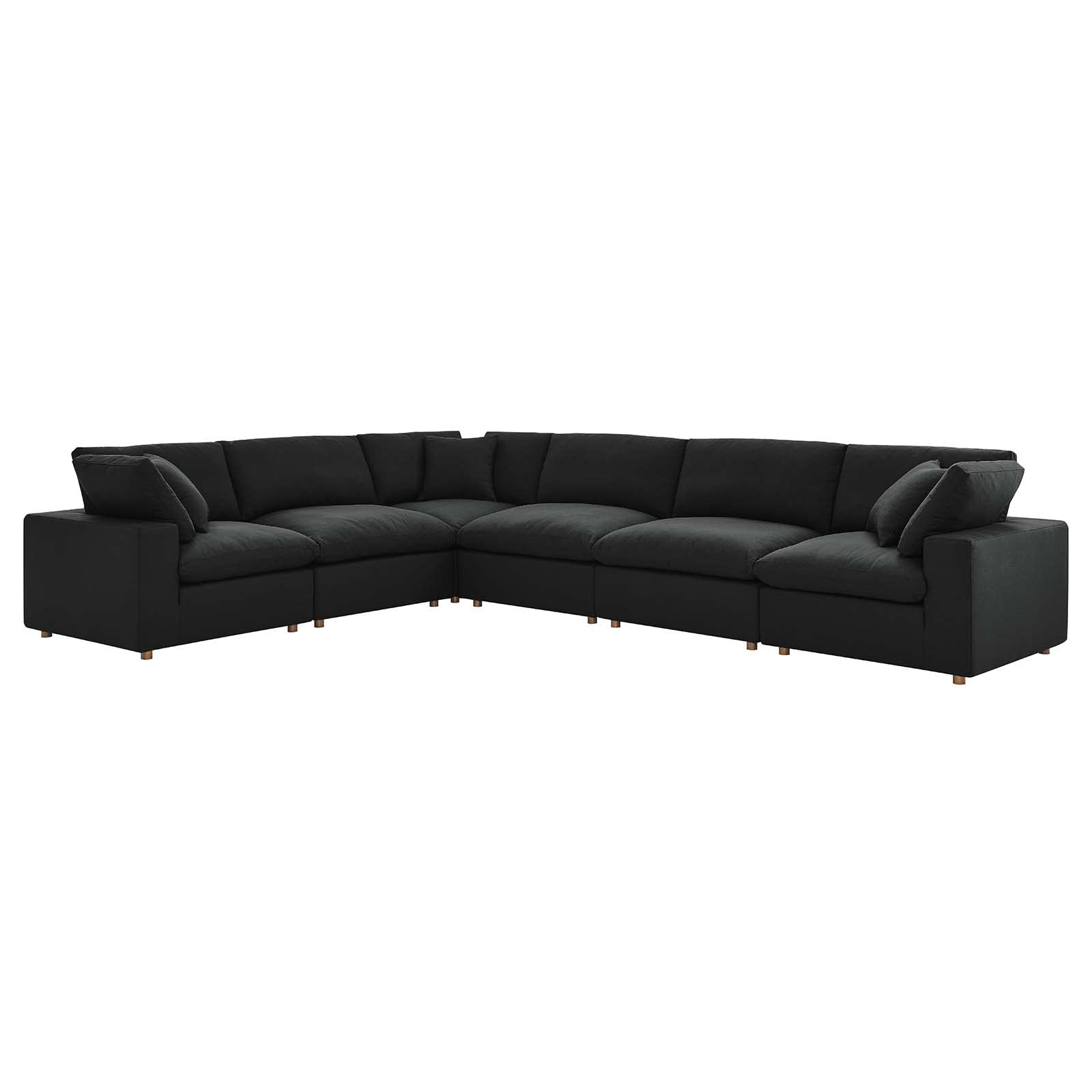 Modway Commix Down-Filled Overstuffed 6-Piece Sectional Sofa Set - Plush Upholstered Living Room Furniture for Comfortable Family Gatherings & Movie Nights