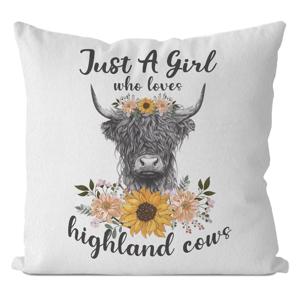 Highland Cow Pillow Cover 18x18 Inch - Soft & Cozy Miniature Highland Cow Throw Pillow for Home Decor, Cute Cow Gifts for Cow Lovers - Perfect for Living Room, Bedroom, or Nursery Decor