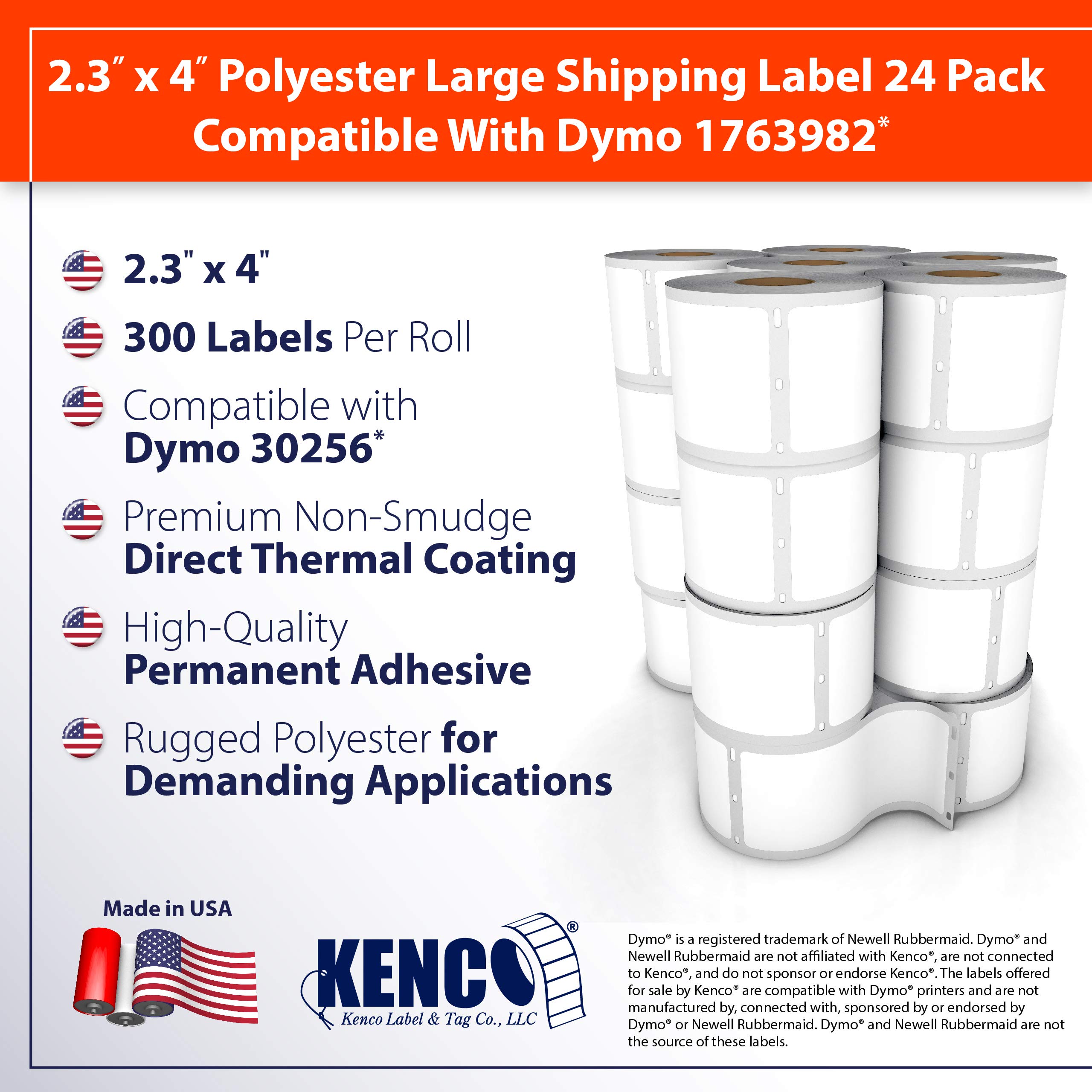Kenco Compatible Labels for Dymo Printers - 2 5/16