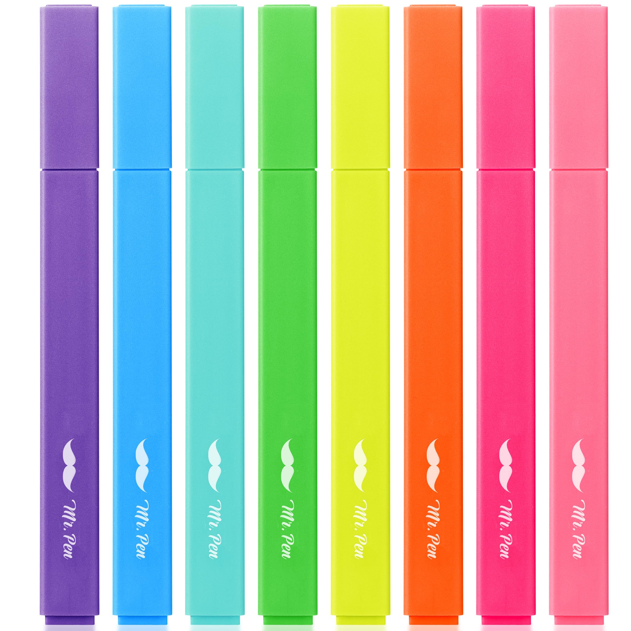 Mr. Pen Aesthetic Highlighters - 8 Pack Chisel Tip Fluorescent Markers, Vibrant No Bleed Bible Highlighters for Note Taking, Journaling & Bible Study | Perfect for Students, Office & Church Use