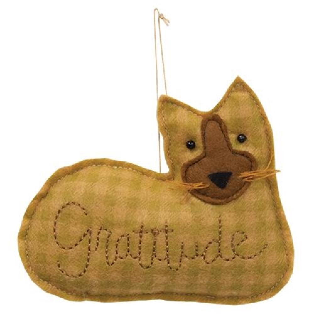 Gratitude Cat Ornament - Handmade Ceramic Cat Figurine for Home Decor, Gift & Shelf Display | Perfect for Christmas, Thanksgiving & Housewarming Gifts