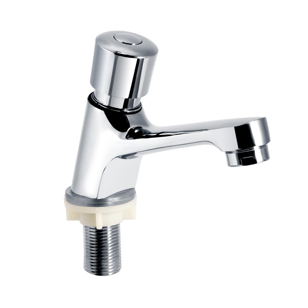 Zerone Water Saving Faucet - Chrome Plated Self-Closing Tap with Time Delay for Kitchen, Bathroom & Hotel Use | Eco-Friendly Basin Sink Faucet for Home & Public Spaces | Perfect for Water Conservation in Restaurants, Schools & Offices