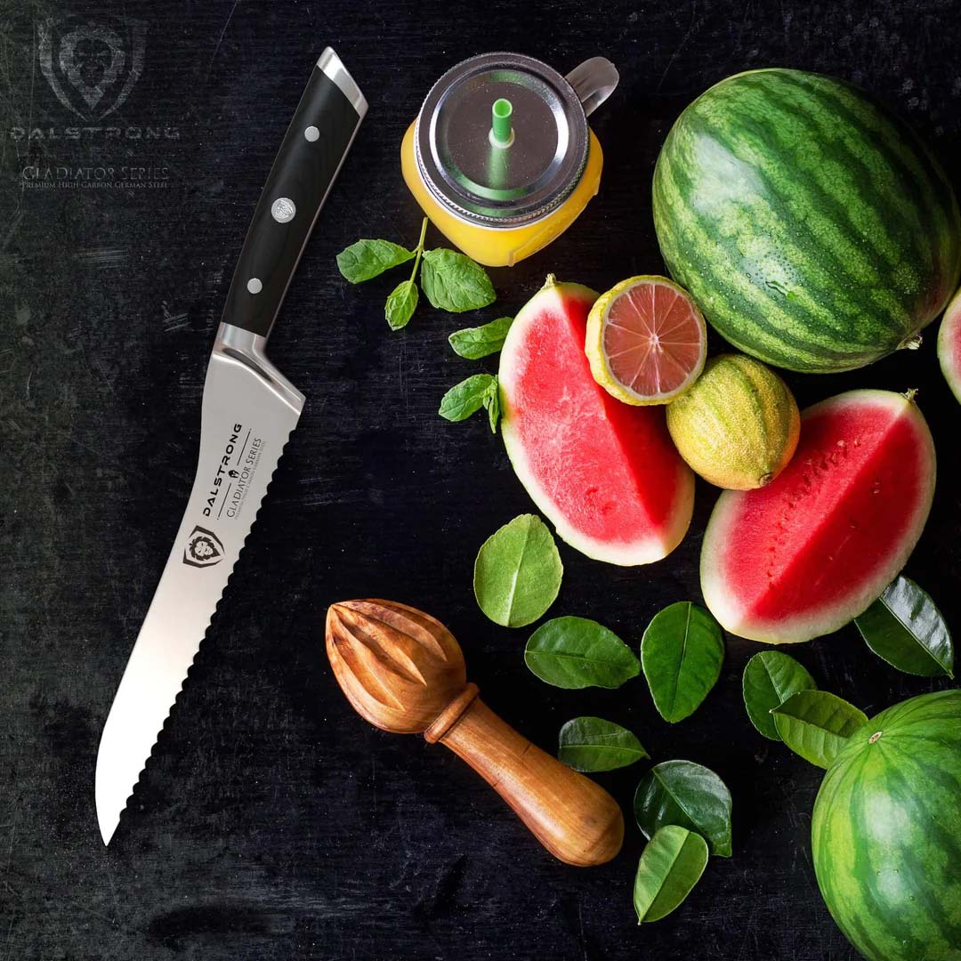 Dalstrong Gladiator Series 8-Inch Serrated Offset Bread & Deli Knife - NSF Certified Professional Kitchen Knife for Slicing Bread, Sandwiches & Deli Meats