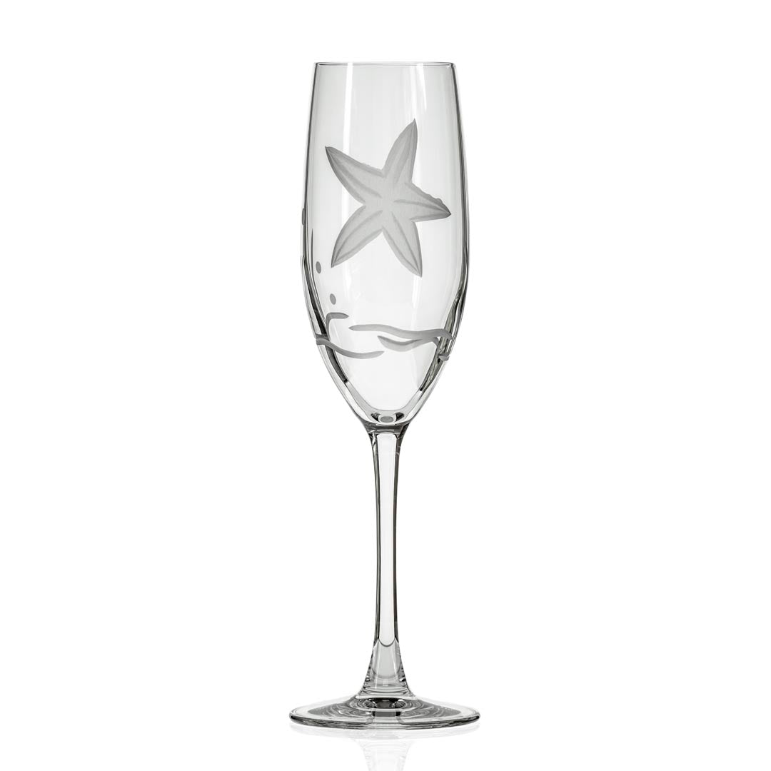 Premium 8oz Starfish Champagne Flutes - Set of 12 | Elegant Glassware for Weddings, Parties & Special Occasions