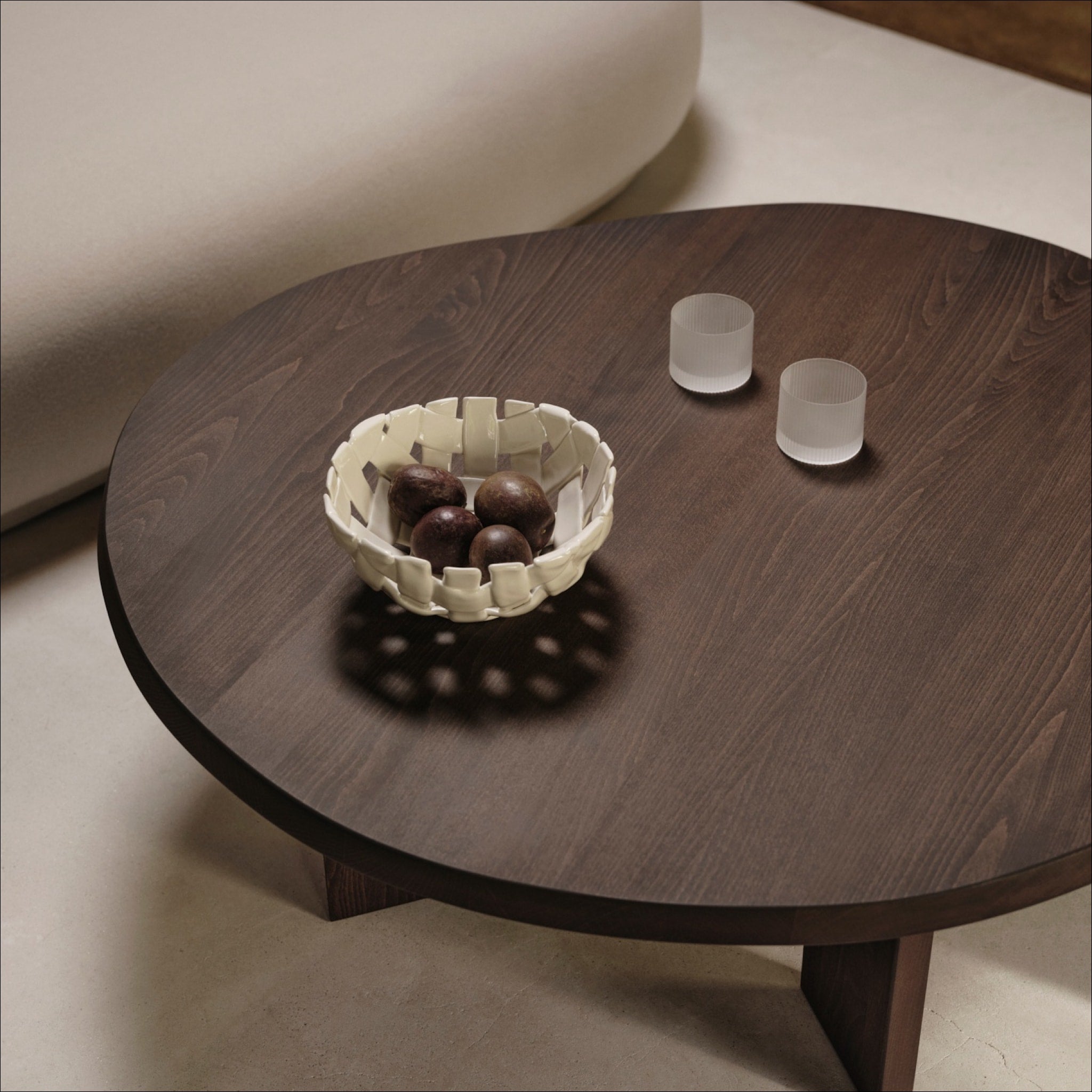 FERM LIVING Tarn Coffee Table - Dark Stained Beech Wood Modern Side Table for Living Room, Lounge & Office - Scandinavian Design Home Decor Furniture