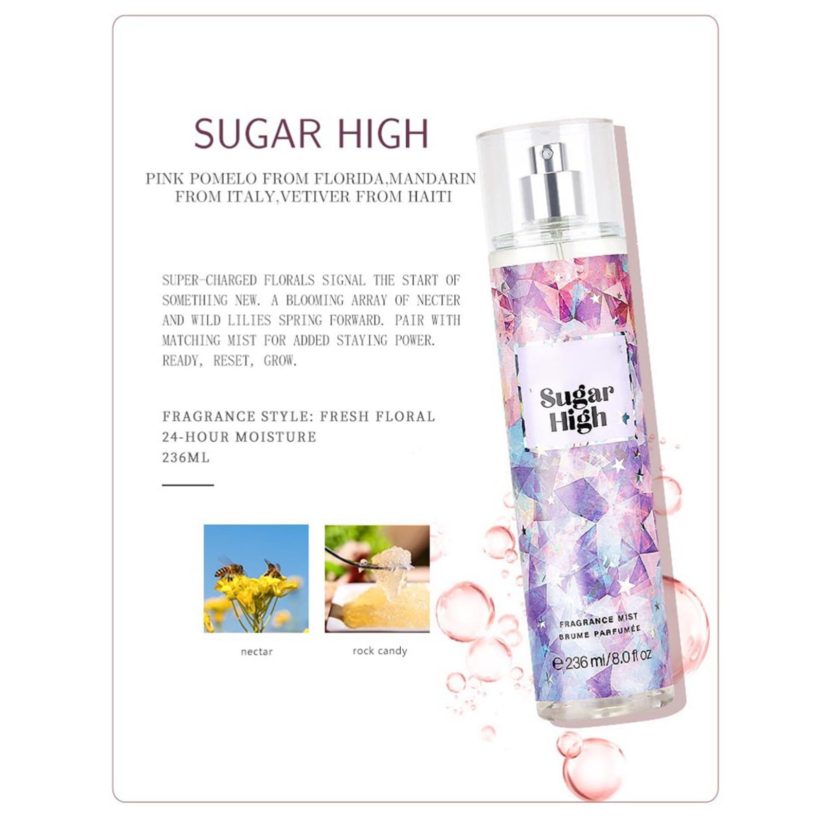 Floral Perfume for Women - Long Lasting Floral Fragrance, Dubai Style Hair & Body Mist (236ml) - Perfect for Daily Wear, Special Occasions & Gift Giving