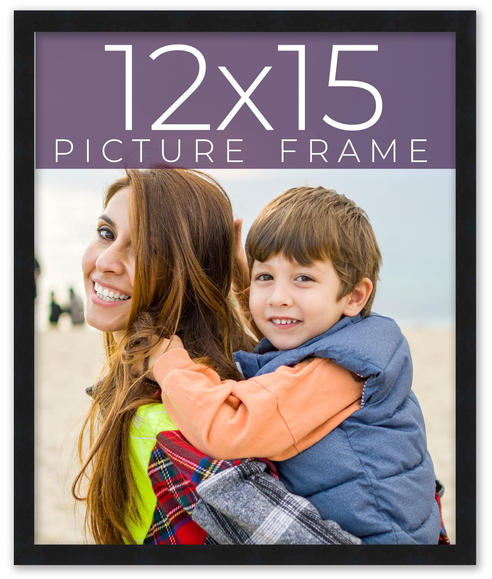 12x15 Classic Black Picture Frame - Modern Photo Frame with UV Acrylic, Foam Board Back & Hanging Kit - Perfect for Wall Art, Home Decor & Office Display