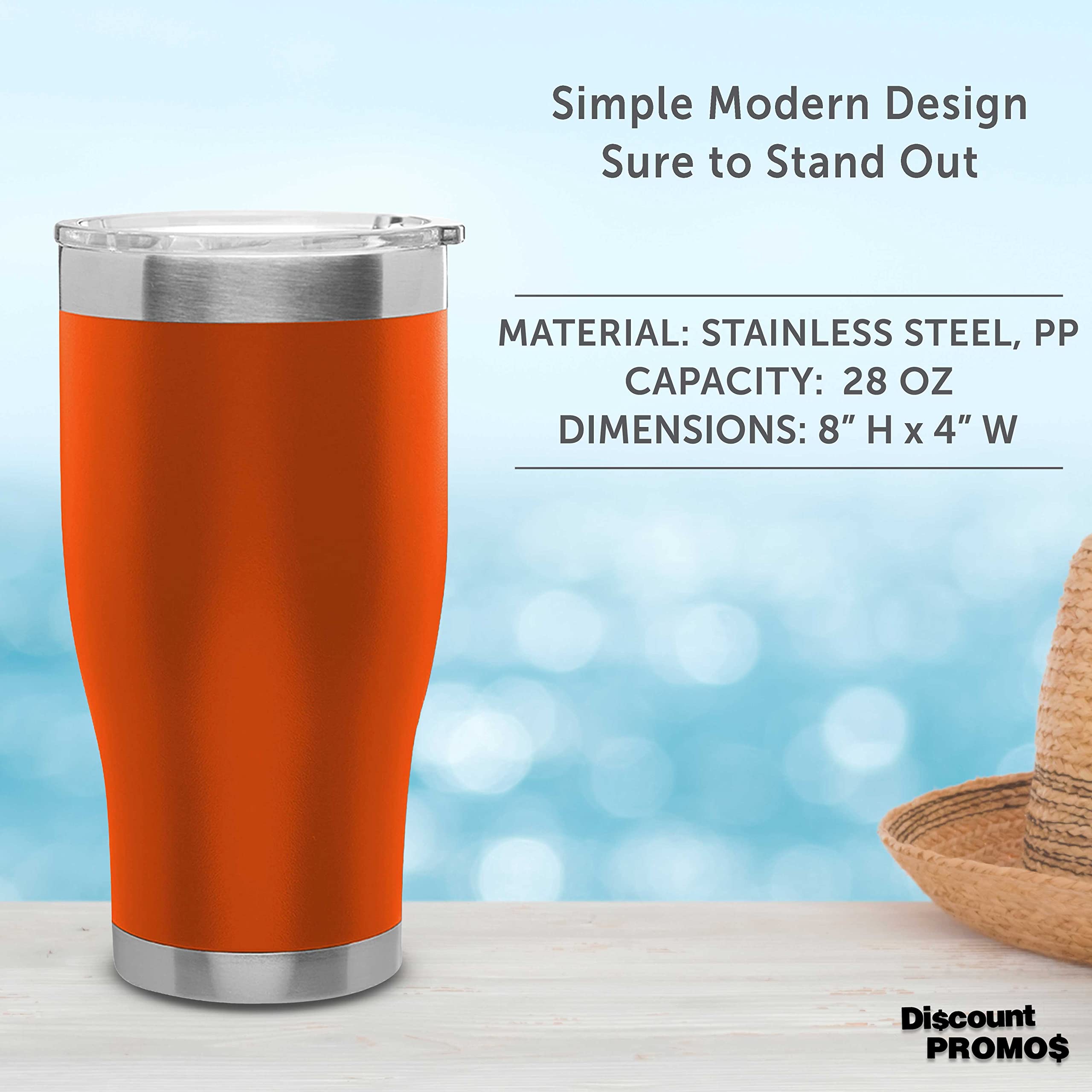 Premium 28 oz Stainless Steel Tumblers Set of 6 - Insulated Double Wall Vacuum Cups for Hot & Cold Drinks - BPA-Free Bulk Pack for Smoothies, Iced Coffee, Soda - Ideal for Office, Gym, Camping, Travel & Outdoor Activities - Orange