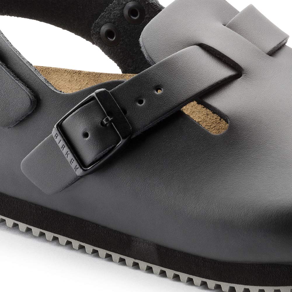 Birkenstock Tokyo Leather Clogs with Super Sole - Black Comfortable Unisex Slip-On Shoes for Men & Women | Perfect for Casual Wear, Work, Home Use & Outdoor Activities
