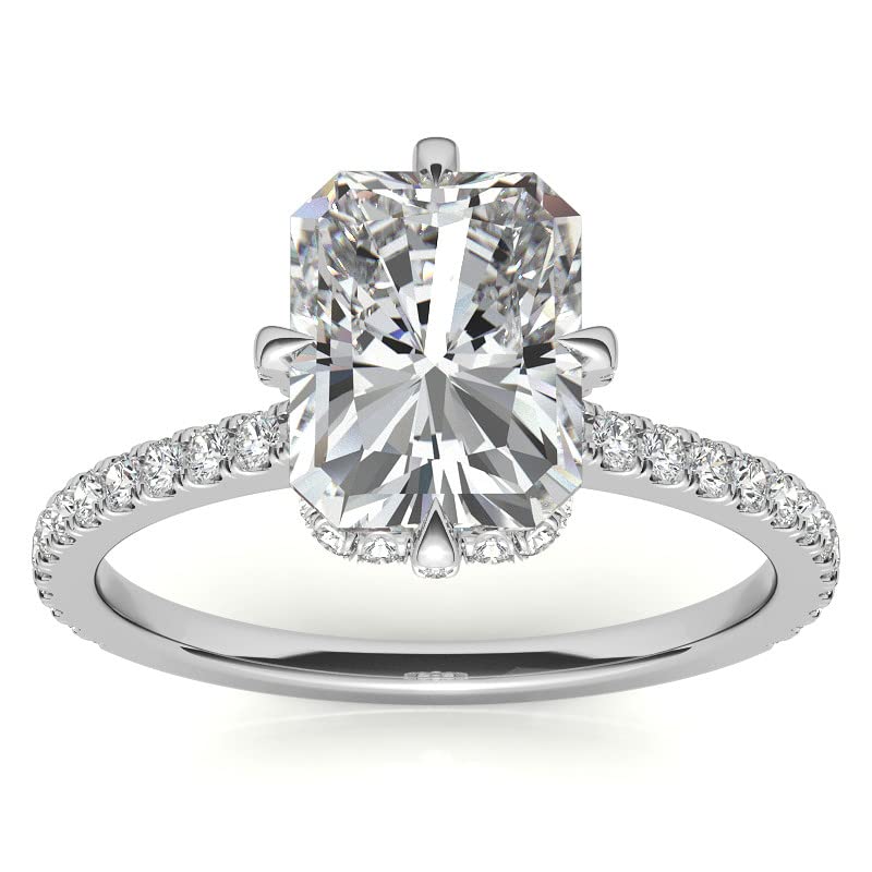 4 CT Radiant Cut Colorless Moissanite Engagement Ring - Vintage Wedding Band, Anniversary Solitaire Halo Ring in 14K Gold or Sterling Silver - Perfect Gift for Brides, Proposals & Special Occasions