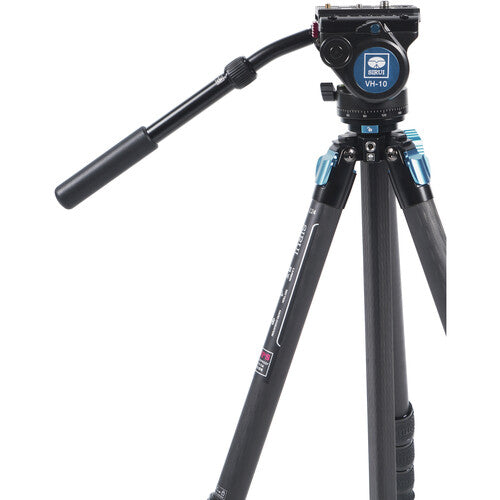 SIRUI ST 224 Quick Release Carbon Fiber Tripod with VH 10 Video Head - Lightweight Professional Camera Tripod for DSLR, Mirrorless, Video Cameras - Perfect for Travel, Vlogging, Photography & Filmmaking