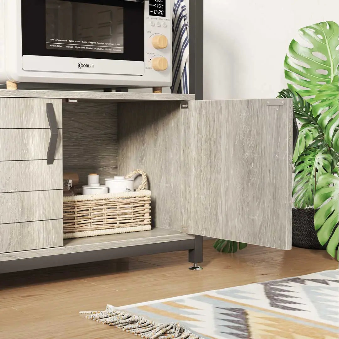 Bestier Microwave Stand with Storage Cabinet - Sturdy Bakers Rack for Kitchen Organization | Perfect for Small Spaces, Apartments & Countertop Storage