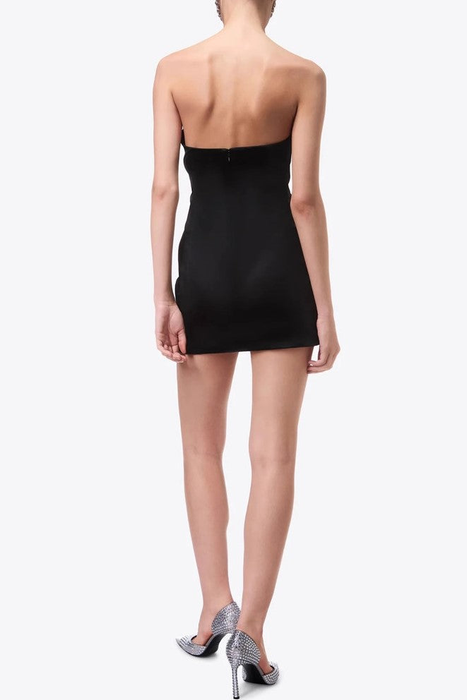 Heidi Strapless Satin Mini Dress for Women - Elegant Black Evening Gown for Cocktail Parties, Date Nights & Special Occasions