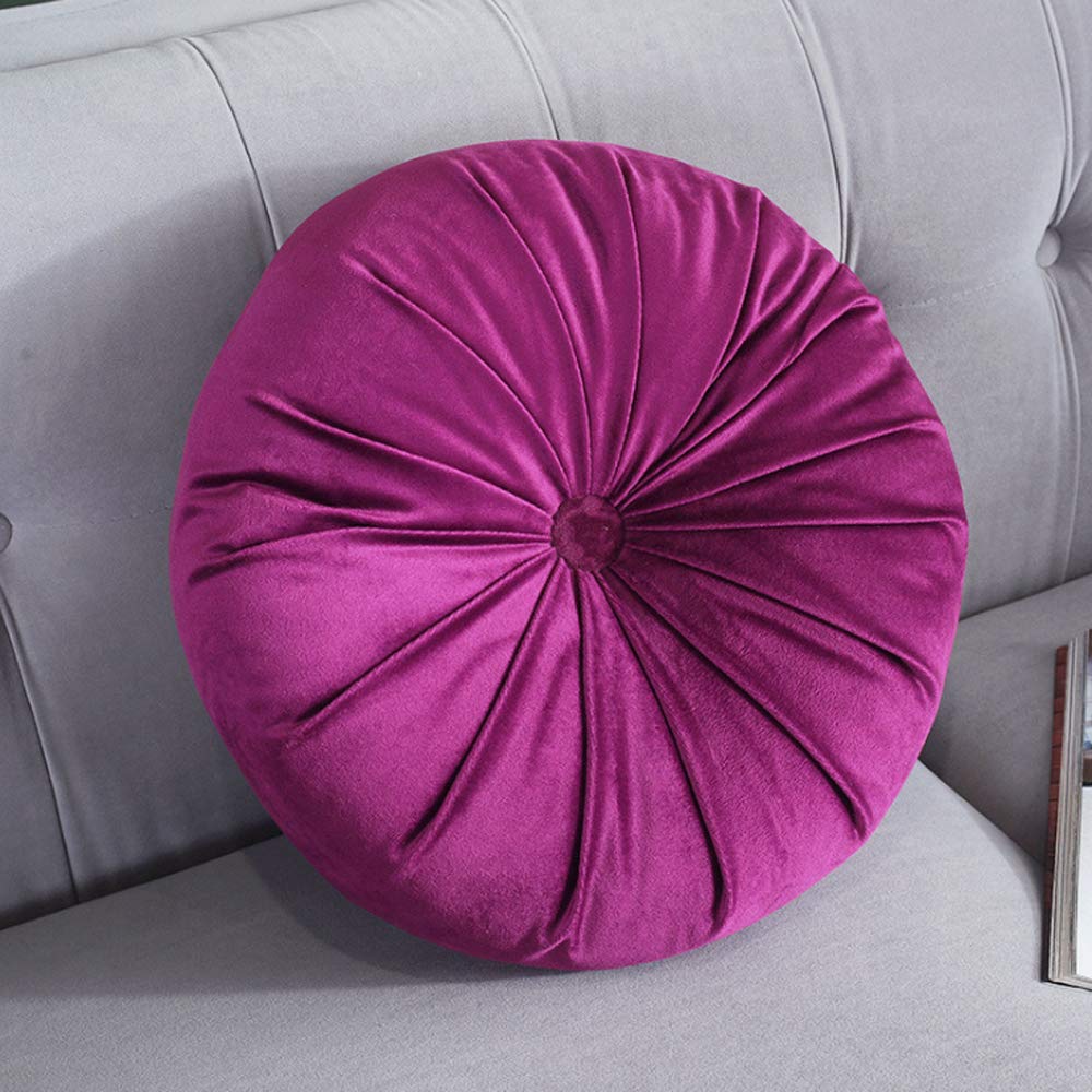Round Throw Pillows - Soft Velvet Pumpkin Cushion with Pleated Design for Sofa, Bed, Living Room & Office Decor | Cozy Home Accessories for Comfort & Style