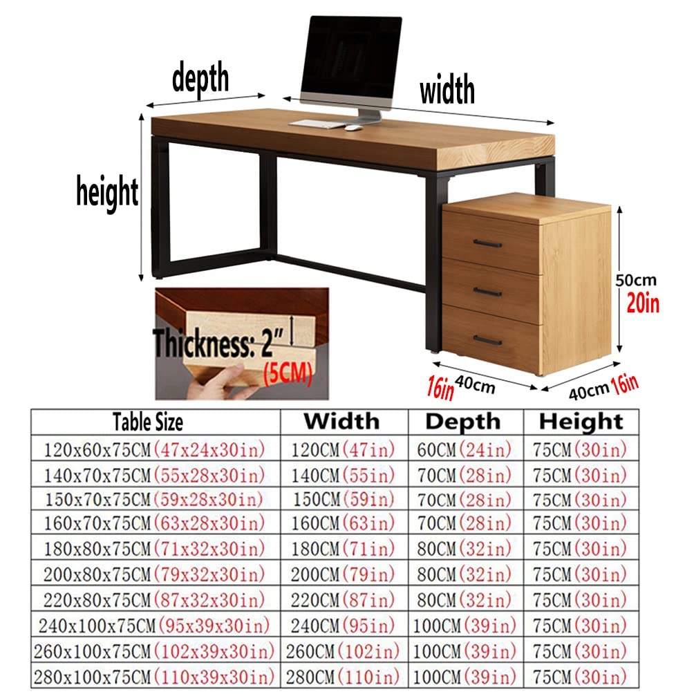 Premium Solid Wood Home Office Computer Desk - Modern Gaming & Study Desk with Storage Drawers & Sturdy Metal Legs, Adjustable Width 120-280cm (280x100x75cm/110x39x30in) - Perfect for Remote Work, Online Classes & PC Gaming Setup