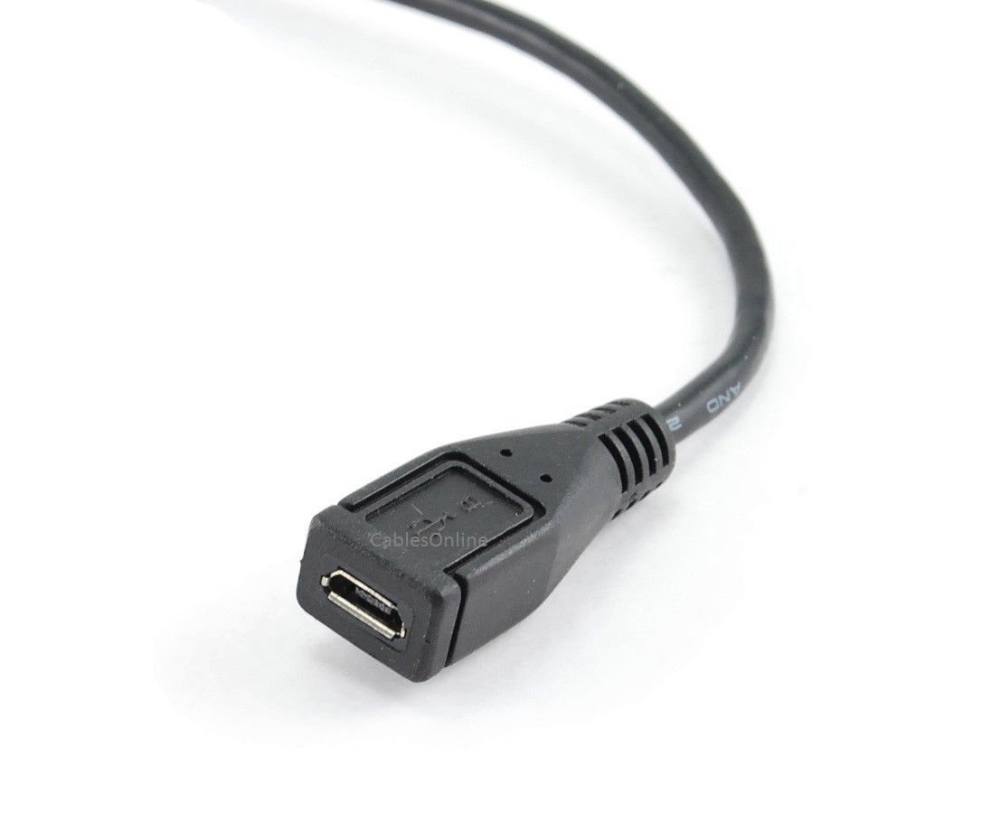 CablesOnline 9in USB Micro-B Male Right Angle (Up Position) to Female Extension Cable (AD-U44) - Perfect for Smartphones, Tablets & Gaming Controllers