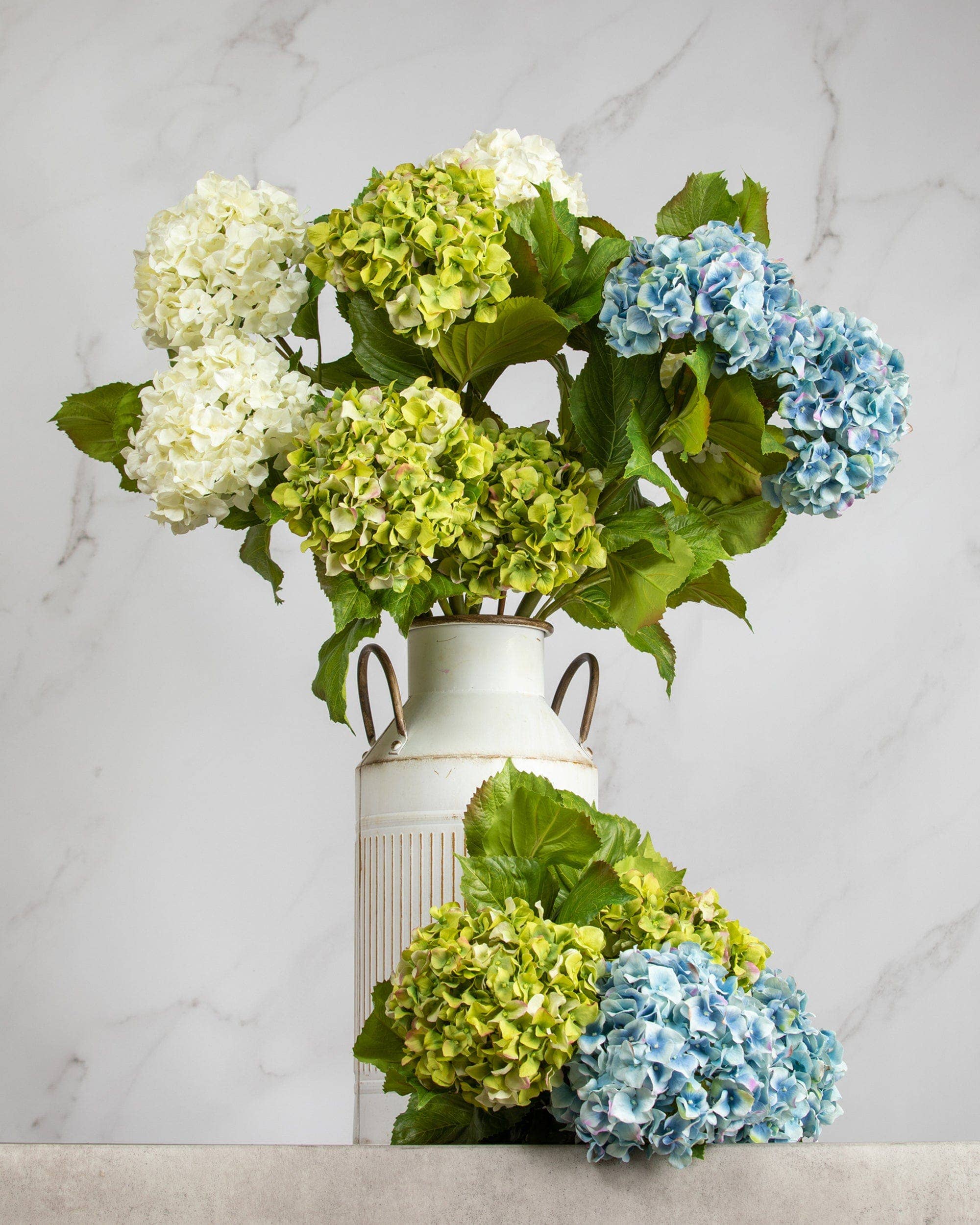 Artificial Green Double Hydrangea Silk Flowers - 36