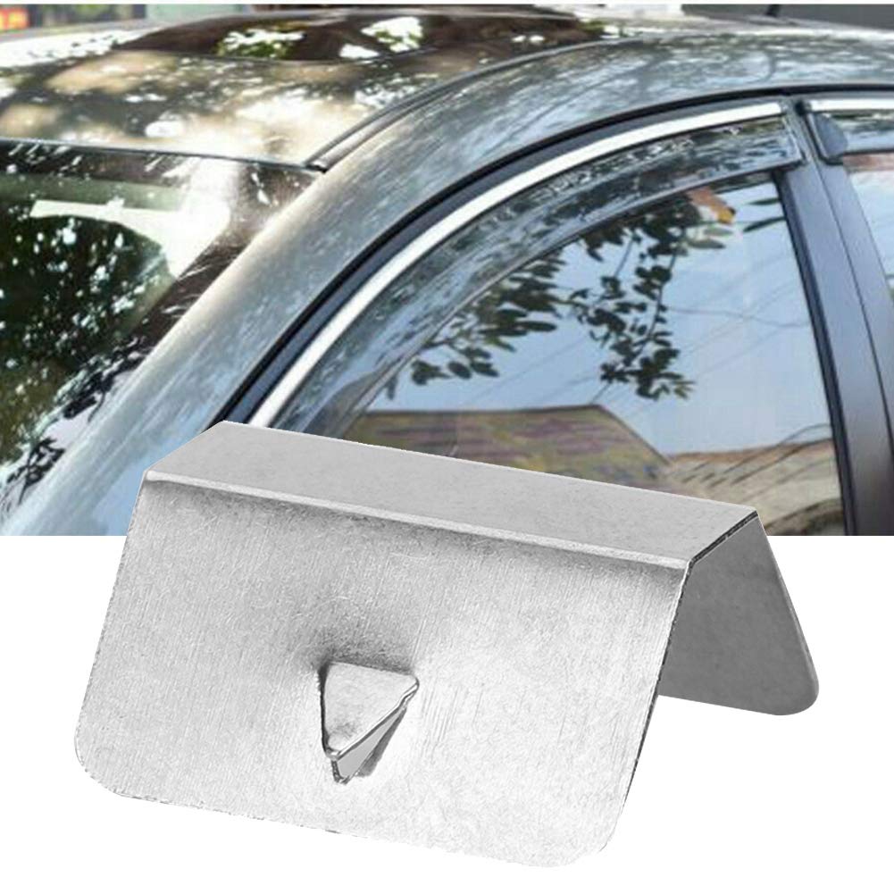 Universal Car Wind Deflector Clips - 6pcs Stainless Steel Wind & Rain Guard Retaining Clips Set for Vehicle Window Deflector Installation - Perfect for Sedans, SUVs & Trucks to Reduce Wind Noise & Rain Protection While Driving