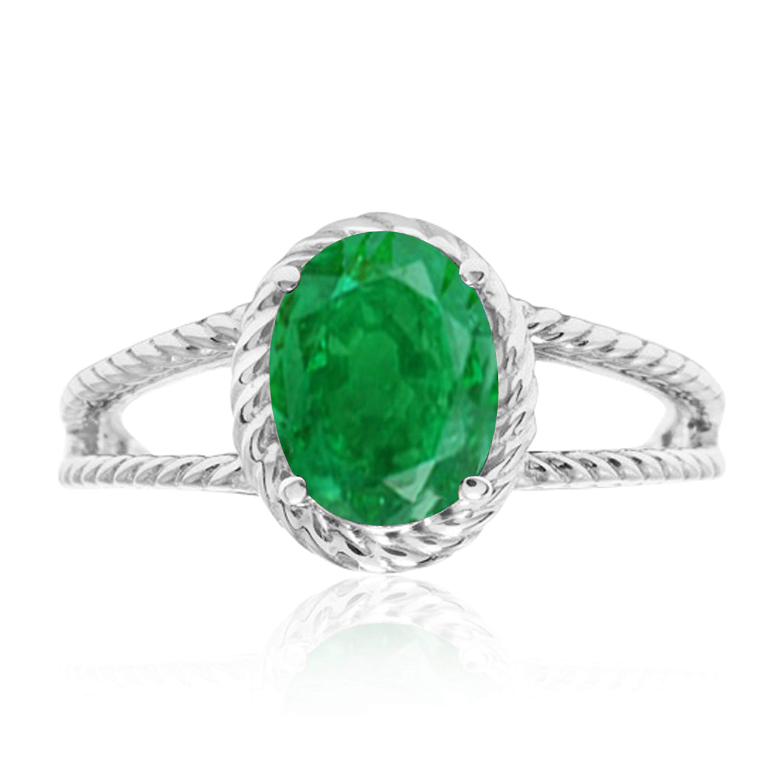 1.25 Carat Lab-Created Emerald Oval Ring in 10K Solid Rose, White & Yellow Gold - Elegant Valentine's Day Gift for Her, Anniversary Present, Bridal Jewelry, Engagement Ring Alternative