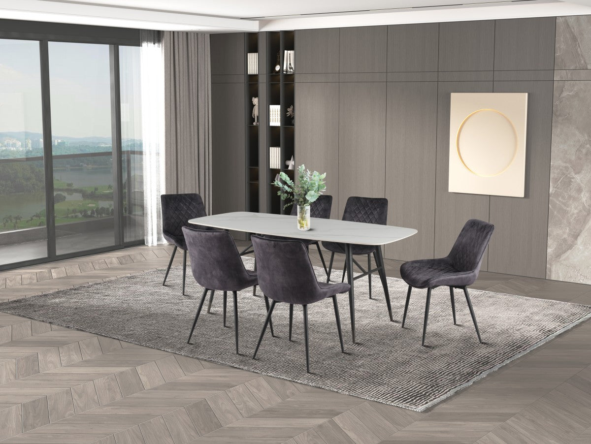 7-Piece Modern Dining Set in Black & Grey - Perfect for Small Spaces, Apartments & Cozy Kitchens