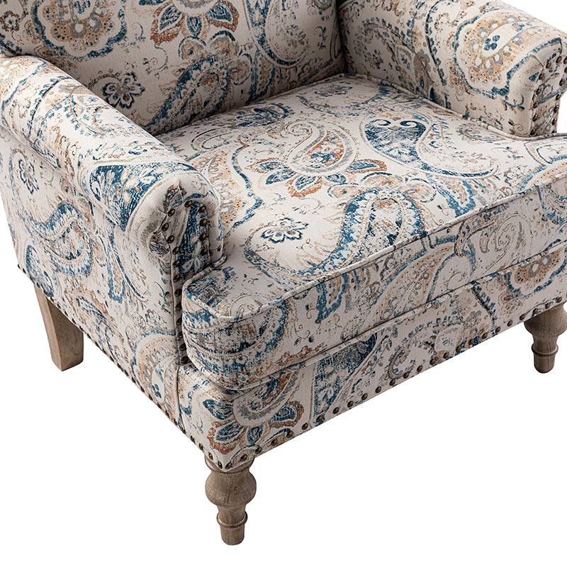 Raphael Farmhouse Armchair with Wooden Legs - Sturdy Frame Accent Chair for Living Room, Bedroom & Office (Multiple Styles Available)