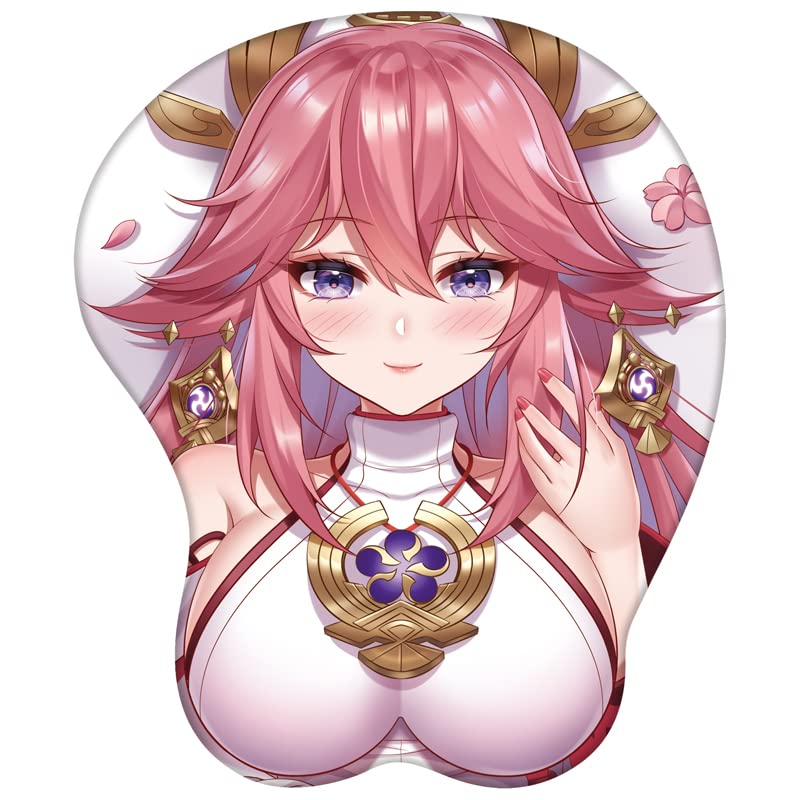 Genshin Impact Yae Miko 3D Mouse Pad with Wrist Rest - Anime Gaming Mouse Mat for PC & Laptop - Perfect for Office, Gaming, and Cosplay Enthusiasts