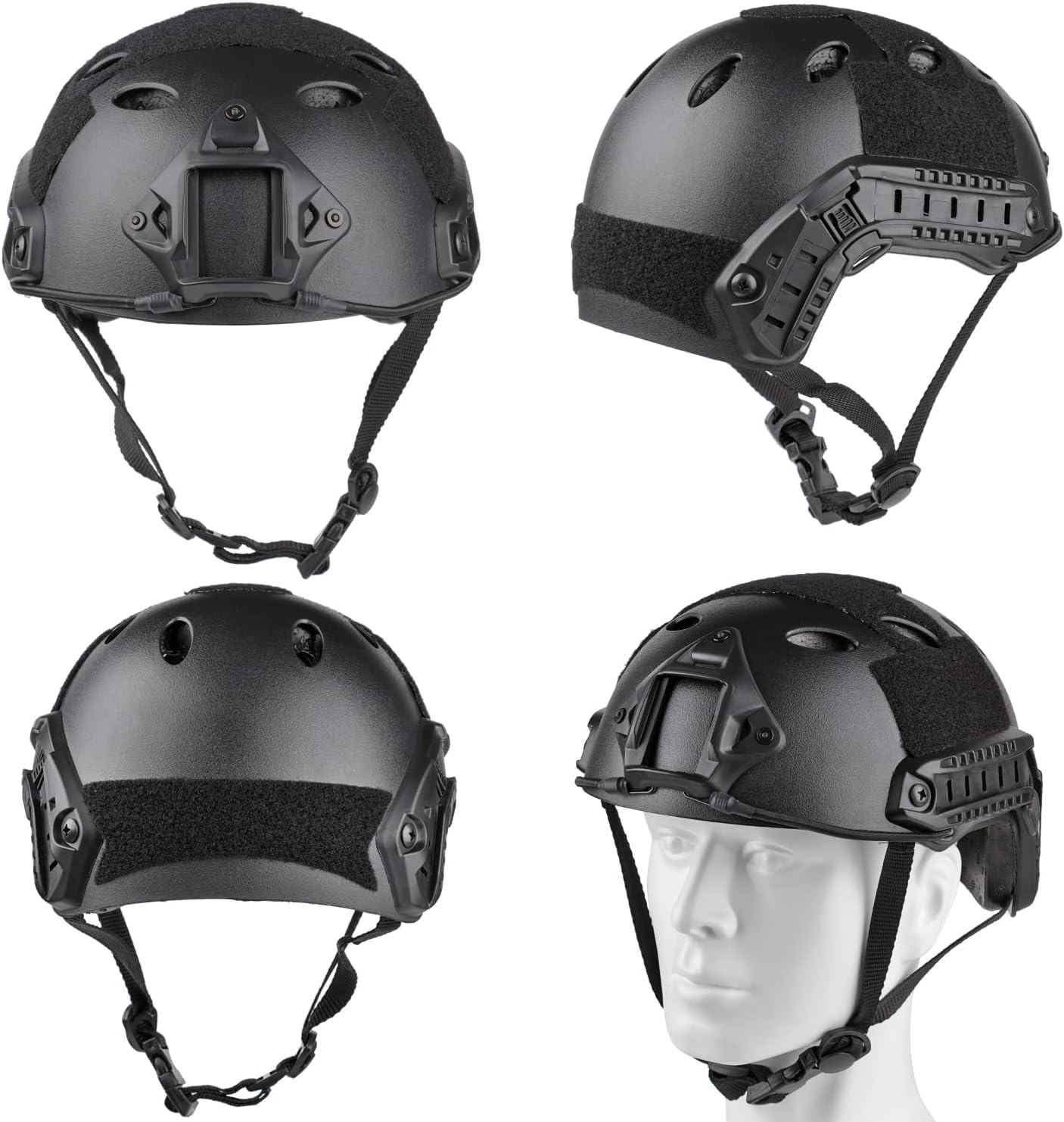 Bvawtrs Tactical Airsoft Mask & Helmet Set - Full Face Protection with Detachable Goggles, Paintball PJ Fast Helmet with NVG Mount & Side Rails | Perfect for Airsoft Battles, Paintball Games & Outdoor Tactical Training